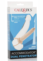 Load image into Gallery viewer, Accommodator Dual Penetrator Dildo Cock Ring - Ivory/White