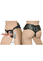 Load image into Gallery viewer, All American Whoppers Vibrating Curved Dildo with Balls and Universal Harness - Flesh/Vanilla - 5in