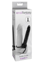 Load image into Gallery viewer, Anal Fantasy Collection Double Trouble Strap-On Cockring - Black - 5.3in