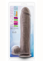 Load image into Gallery viewer, Au Naturel Big John Sensa Feel Dual Density Dildo with Balls - Chocolate - 11.5in