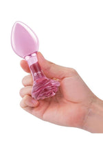 Load image into Gallery viewer, B Vibe Pink Roses Glass Butt Plug Training