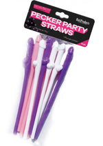 Load image into Gallery viewer, Bachelorette Party Pecker Sipping Straws - Assorted Colors - 10 Pack