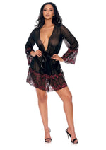 Load image into Gallery viewer, Barely Bare Lace Trim Sheer Robe - Black - One Size