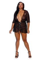 Load image into Gallery viewer, Barely Bare Sheer Black Peignoir - Black - Plus Size/Queen