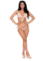 Load image into Gallery viewer, Barely Bare Tie-Up Bralette and Open Panty - Peach/Pink - One Size - 2pc