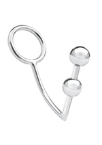 Load image into Gallery viewer, Blue Line 2 Bead Anal Hook and Cock Ring 45mm - Stainless - Steel