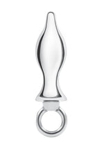 Load image into Gallery viewer, Blue Line Metal Tapered Butt Plug with Loop Hardware 2.5in - Stainless - Steel