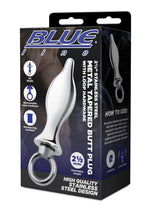 Load image into Gallery viewer, Blue Line Metal Tapered Butt Plug with Loop Hardware 2.5in - Stainless - Steel