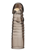 Load image into Gallery viewer, Blue Line Ribbed Realistic Penis Enhancing Sleeve Extension - Smoke - 6in