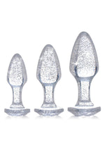 Load image into Gallery viewer, Booty Sparks Glitter Gem Anal Plug - Silver - Large/Medium/Small - 3pc/Set