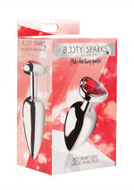 Load image into Gallery viewer, Booty Sparks Heart Gem Large Anal Plug - Metal/Red - Large