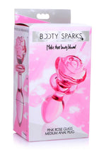 Load image into Gallery viewer, Booty Sparks Pink Rose Glass Anal Plug - Pink - Medium