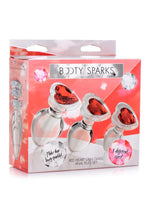 Load image into Gallery viewer, Booty Sparks Red Heart Gem Glass Plug - Clear/Red - Large/Medium/Small - 3pc/Set