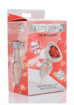 Load image into Gallery viewer, Booty Sparks Red Heart Glass Anal Plug - Clear/Red - Small