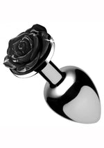 Load image into Gallery viewer, Booty Sparks Rose Butt Plug - Black/Metal - Small