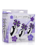 Load image into Gallery viewer, Booty Sparks Violet Flower Gem Anal Plug - Purple/Silver - Set