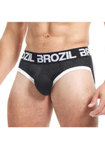 Load image into Gallery viewer, Brozil Ultra Sports Mesh Bulge Brief - Black - Large/XLarge