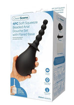 Load image into Gallery viewer, Cleanscene Soft Squeeze Beaded Anal Douche Set with Flared Base - Black - 4 Piece