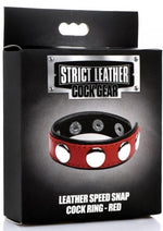 Load image into Gallery viewer, Cock Gear Leather Speed Snap Cock Ring - Metal/Red