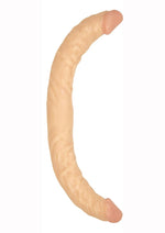 Load image into Gallery viewer, Commander Dongs Veined Double Dong Bendable Dildo - Flesh/Vanilla - 13in