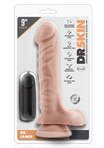 Load image into Gallery viewer, Dr. Skin Dr. James Vibrating Dildo with Balls and Remote Control - Vanilla - 9in
