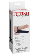 Load image into Gallery viewer, Fetish Fantasy Series Double Trouble Strapless Strap-On Dildo with Dual Cock Rings - Black - 5.5in