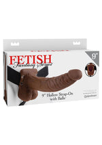 Load image into Gallery viewer, Fetish Fantasy Series Hollow Strap-On Dildo with Balls and Stretchy Harness - Chocolate - 9in