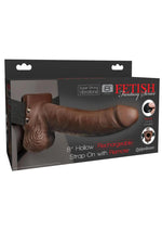 Load image into Gallery viewer, Fetish Fantasy Series Rechargeable Hollow Strap-On Dildo with Balls and Harness with Wireless Remote Control - Chocolate - 8in