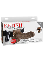 Load image into Gallery viewer, Fetish Fantasy Series Vibrating Hollow Strap-On Dildo with Balls and Harness with Remote Control - Chocolate - 7in