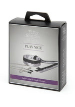 Load image into Gallery viewer, Fifty Shades Of Grey Play Nice Satin and Lace Collar Andamp; Nipple Clamps - Black/Silver