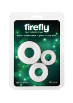 Load image into Gallery viewer, Firefly Bubble Ring Glow In The Dark Cock Ring - Glow In The Dark/White - 3 Pieces/Set