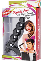 Load image into Gallery viewer, Frisky Double Fun Cock Ring with Double Penetration Vibrator - Black