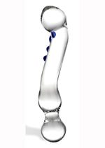 Load image into Gallery viewer, Glas Curved G-Spot Glass Textured Dildo - Blue/Clear - 6in