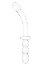 Load image into Gallery viewer, Glas Girthy Ribbed G-Spot Glass Dildo with Handle Grip Double End - Clear - 12in