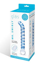 Load image into Gallery viewer, Glas Mr. Swirly G-Spot Glass Textured Dildo - Blue/Clear - 6.5in