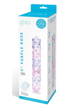 Load image into Gallery viewer, Glas Purple Rose Glass Nubby Dildo - Clear/Pink - 9in
