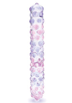 Load image into Gallery viewer, Glas Purple Rose Glass Nubby Dildo - Clear/Pink - 9in