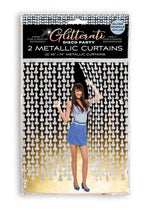 Load image into Gallery viewer, Glitterati Disco Penis Curtains (2 Each 6ft. Panels - Black/Silver