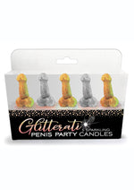 Load image into Gallery viewer, Glitterati Penis Party Candles - Gold/Silver - 5 Pack