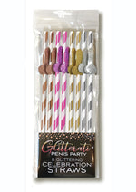Load image into Gallery viewer, Glitterati Penis Party Tall Celebration Straws - Assorted Colors - 8 Pack