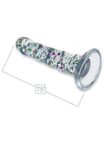 Load image into Gallery viewer, Glittergasm Swirl Clear Dildo with Suction Cup - Blue/Purple/Violet Glitter