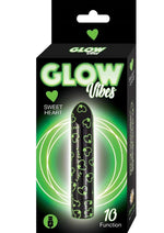Load image into Gallery viewer, Glow Vibes Sweet Heart Rechargeable Glow In The Dark Bullet - Black/Glow In The Dark/Green