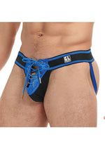 Load image into Gallery viewer, Goal Line Lace-Up Jockstrap - Blue - Large/XLarge