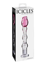 Load image into Gallery viewer, Icicles No. 12 Beaded Flower Glass Dildo - Clear/Pink - 7.25in