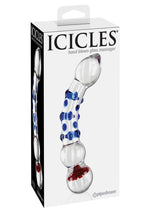 Load image into Gallery viewer, Icicles No. 18 Textured Glass Dildo - Blue/Clear - 7.5in