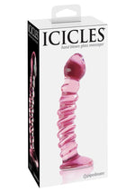 Load image into Gallery viewer, Icicles No 28 Textured Glass G-Spot Dildo - Pink - 7in