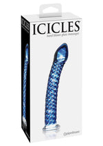 Load image into Gallery viewer, Icicles No. 29 Ribbed Glass G-Spot Dildo - Blue - 7in
