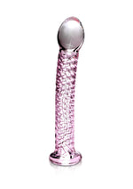 Load image into Gallery viewer, Icicles No 53 Textured Glass Dildo - Clear/Pink - 6.75in