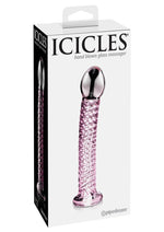 Load image into Gallery viewer, Icicles No 53 Textured Glass Dildo - Clear/Pink - 6.75in