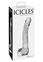 Load image into Gallery viewer, Icicles No. 61 Textured Glass G-Spot Dildo with Balls - Clear - 5in